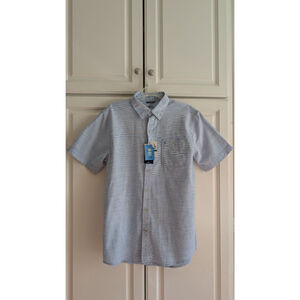 Men's IZOD Blue White Striped Casual Button Down Shirt L